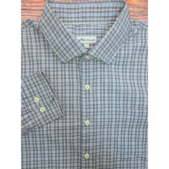 Peter Millar Mens Plaid Dress Shirt XXL - Picture 4 of 8